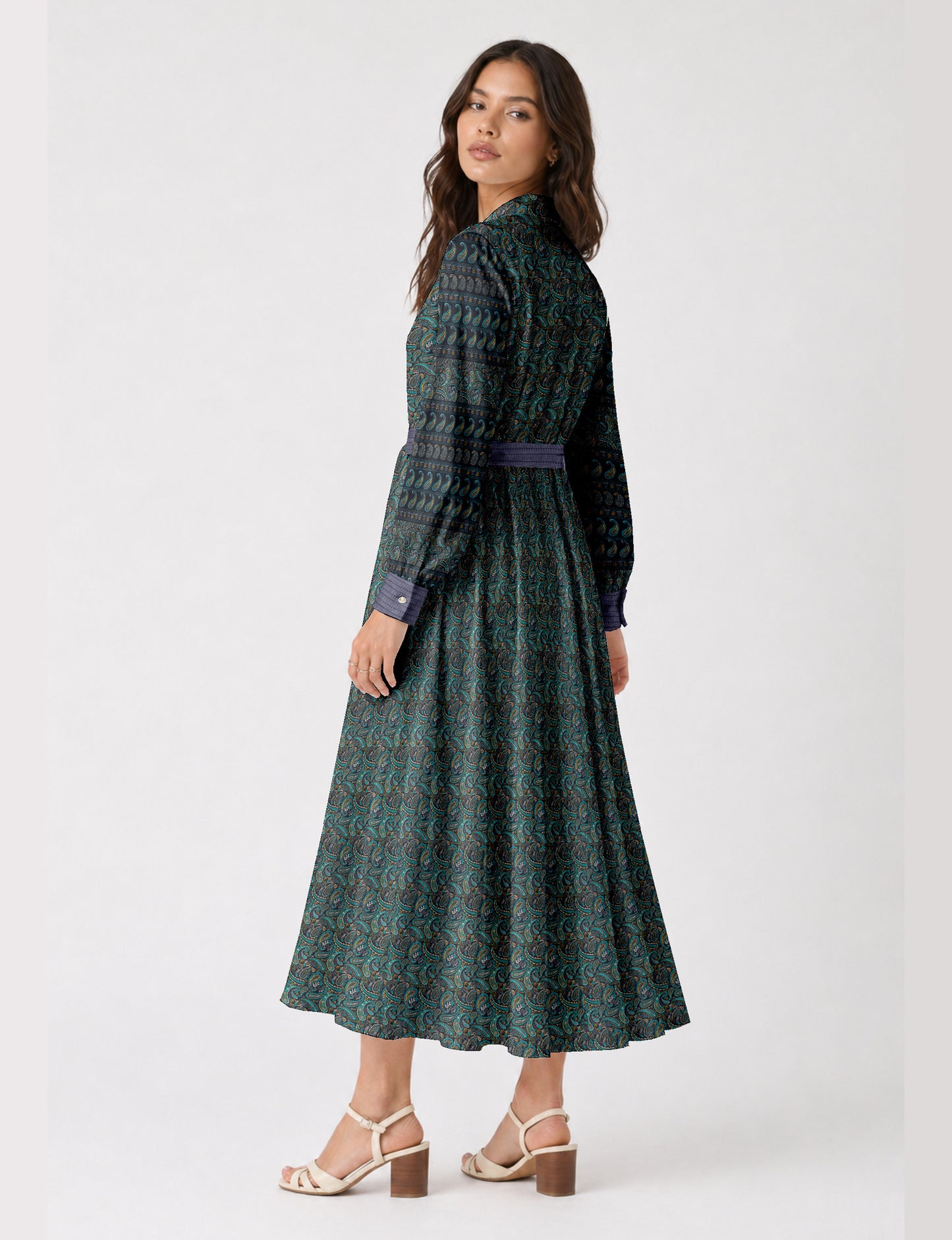 Long shirt dress - Blue Paisley
