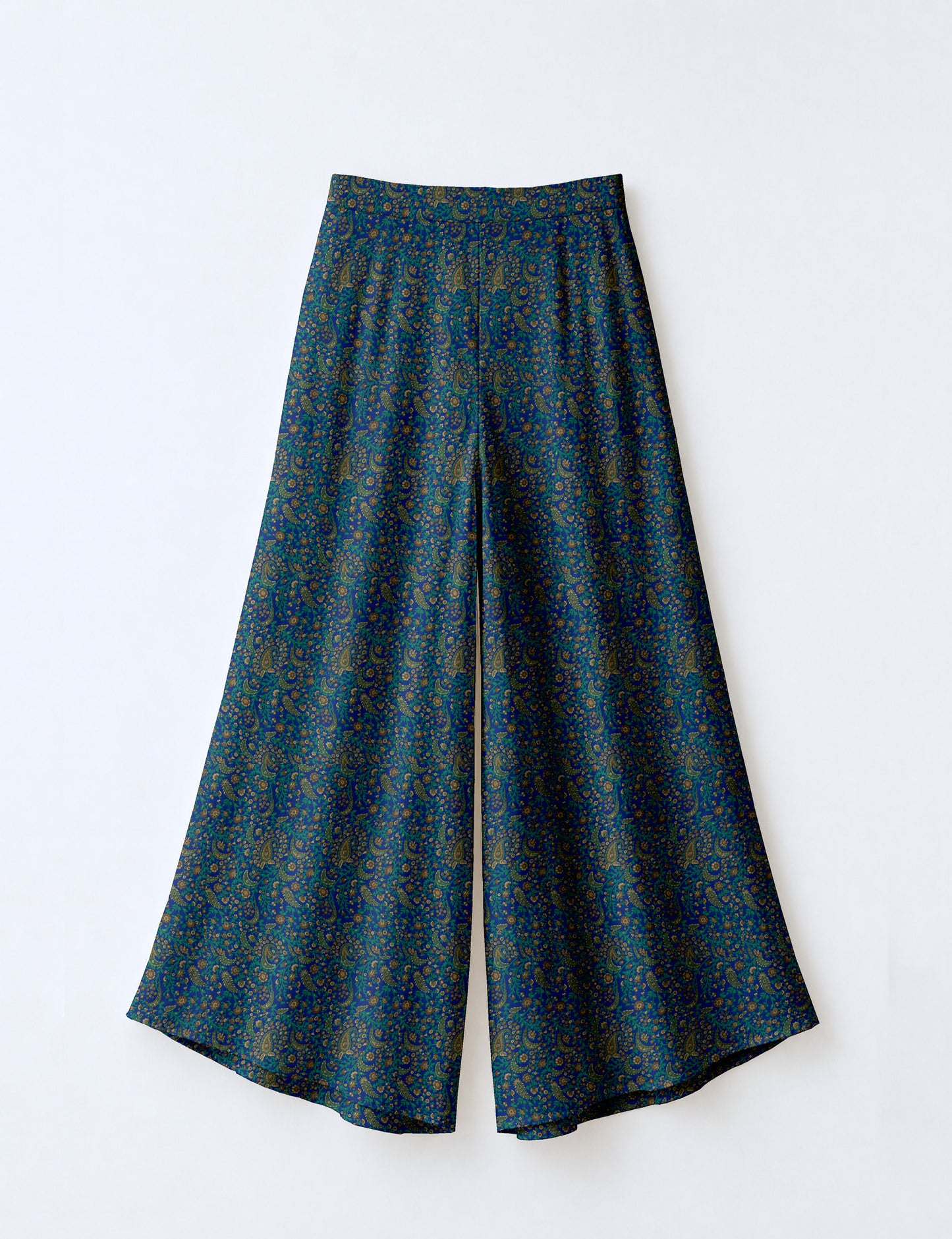 Wide Leg Palazzo Trousers - Blue Paisley