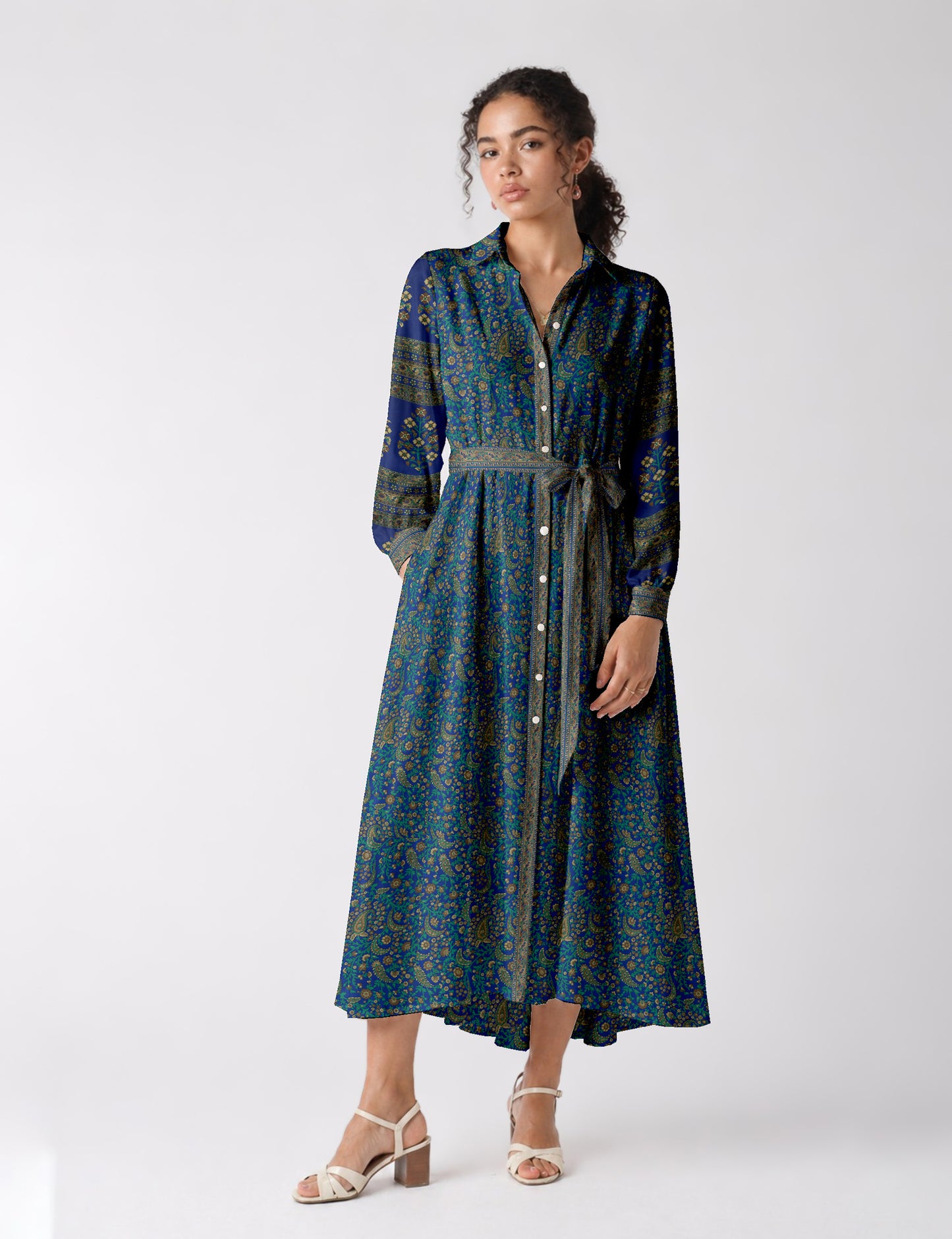 Long shirt dress - Blue Paisley