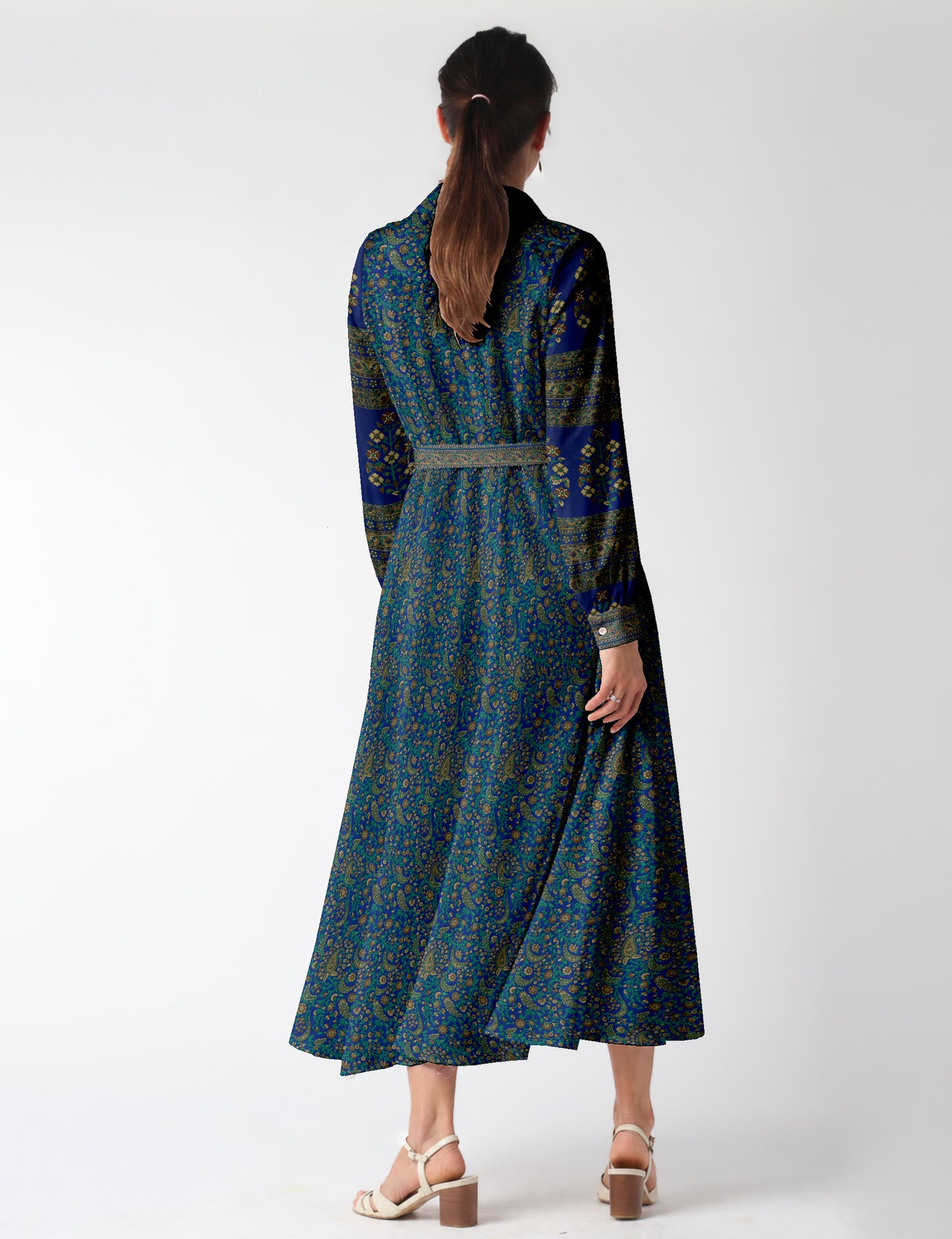 Long shirt dress - Blue Paisley