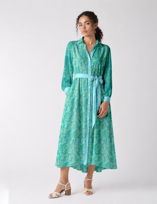 Long shirt dress - Blue Paisley