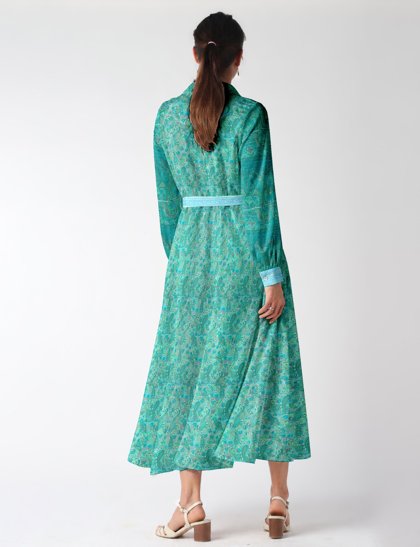 Long shirt dress - Blue Paisley