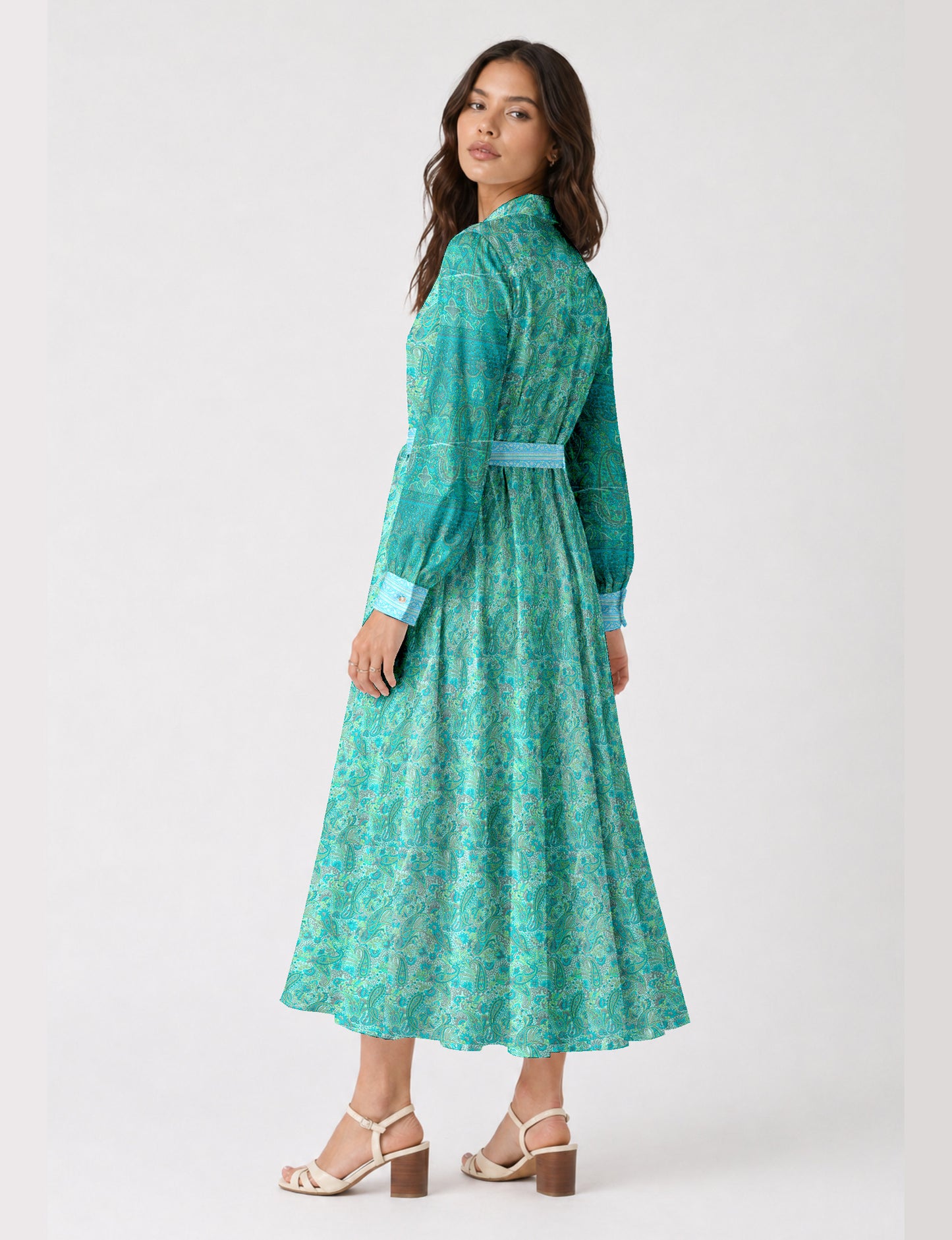 Long shirt dress - Blue Paisley