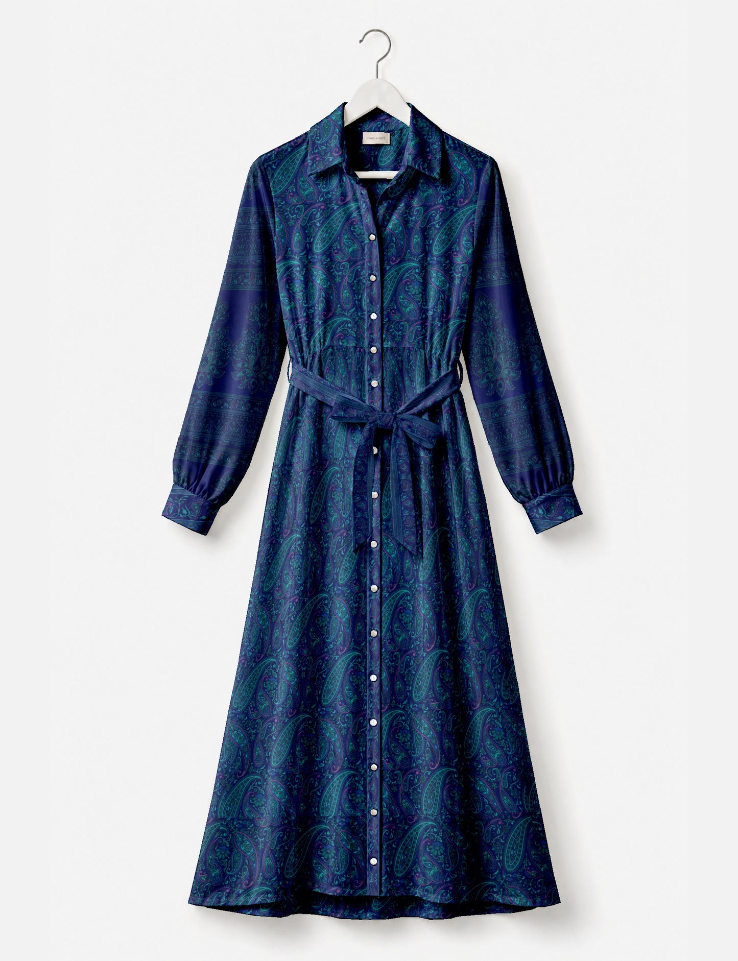 Flowing long shirt dress with relaxed fit and ankle-length design