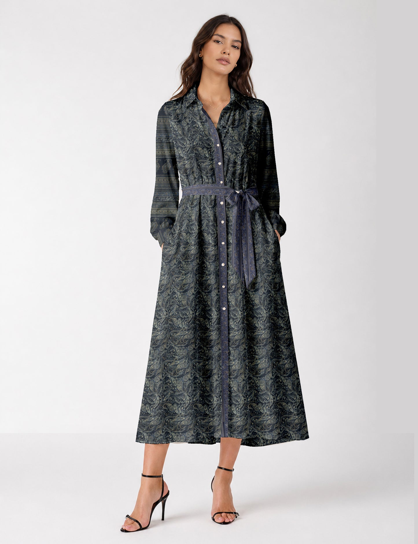 Long shirt dress - Blue Paisley