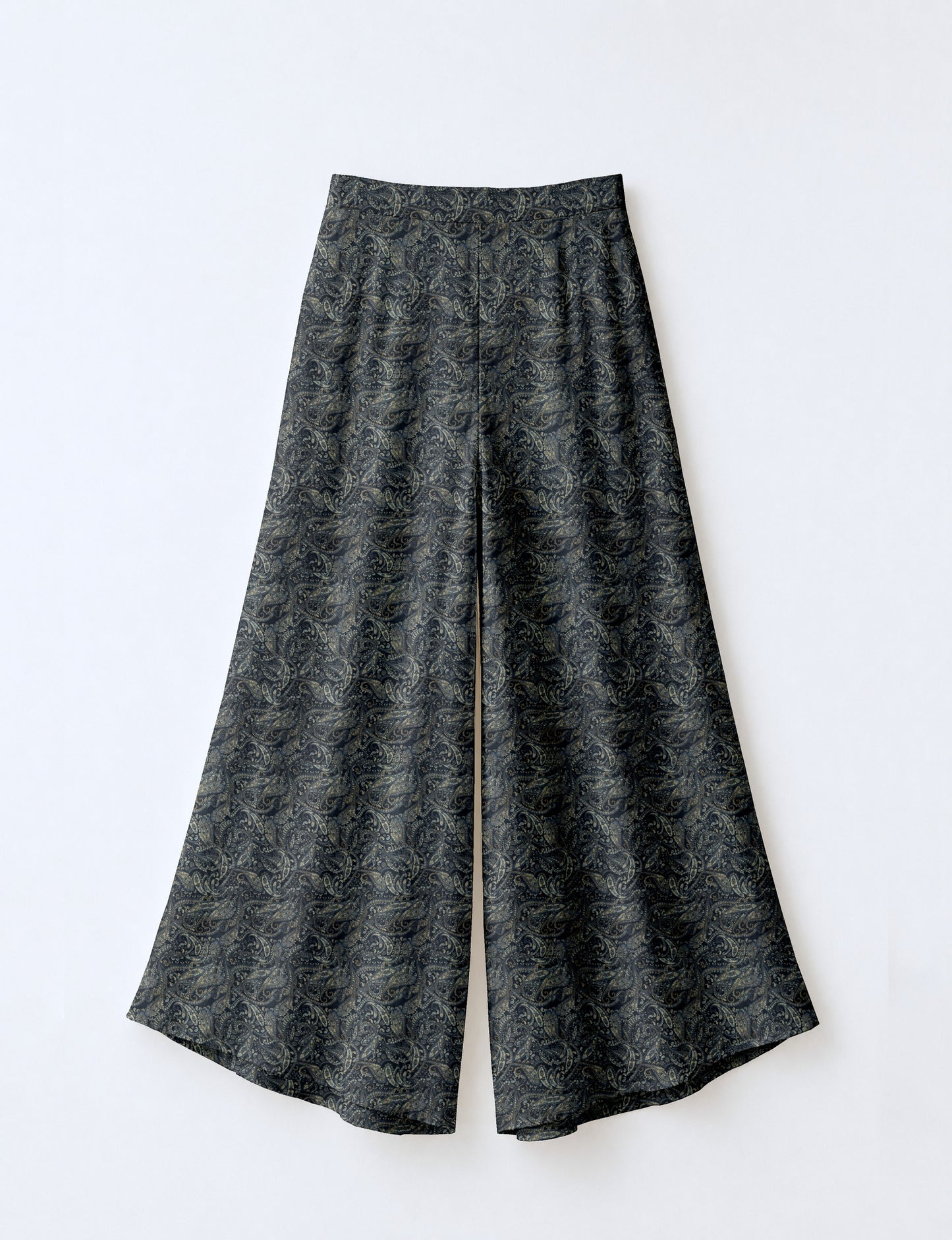 Wide Leg Palazzo Trousers - Blue Paisley