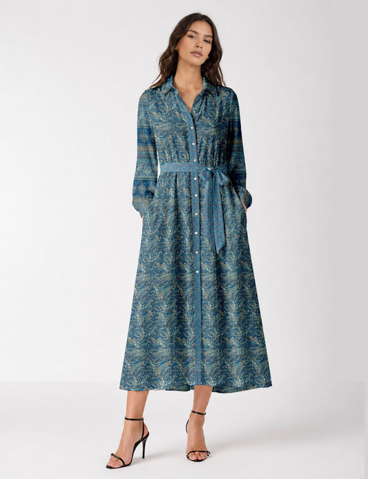 Long shirt dress - Blue Paisley