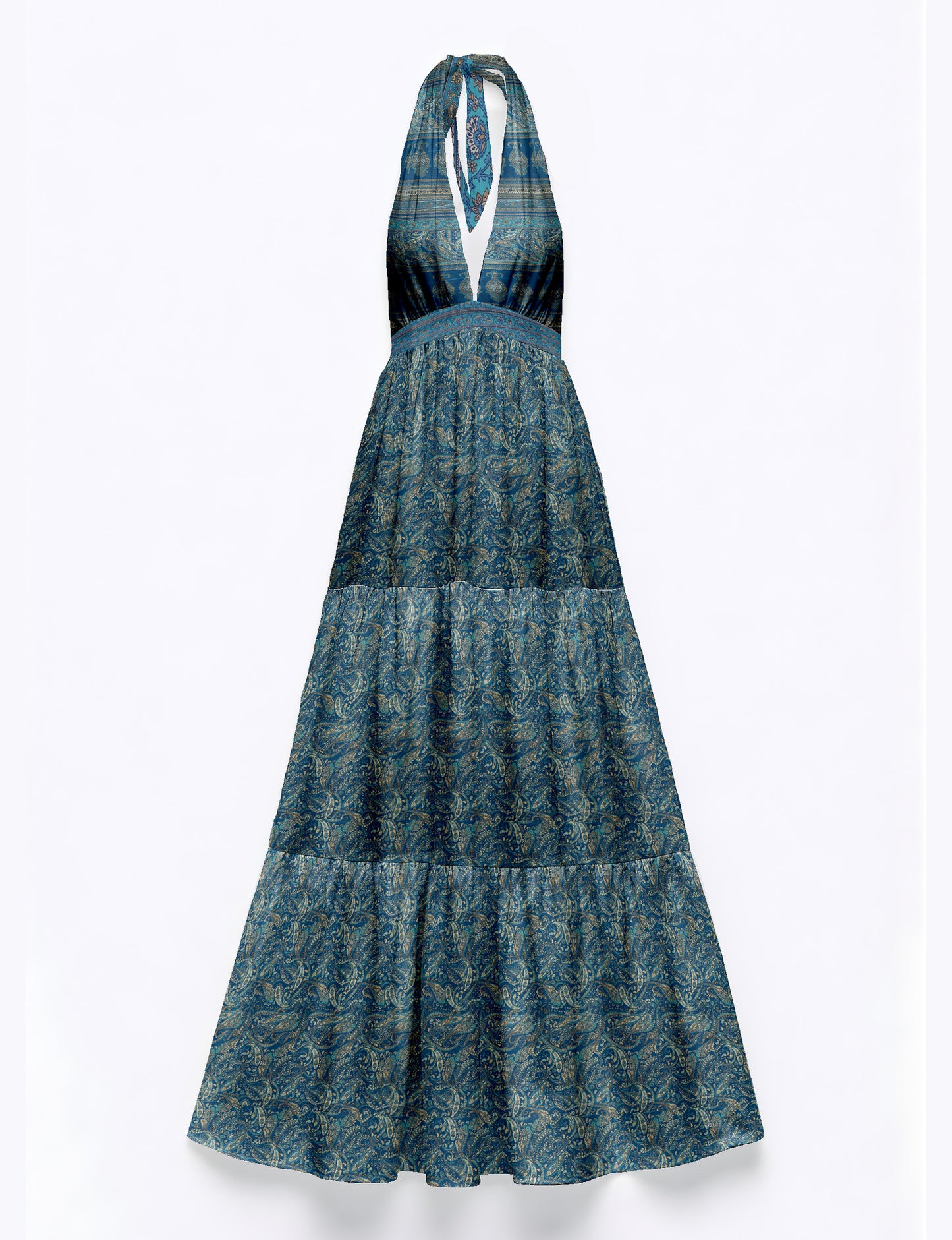 Flowy maxi tiered dress for vacations, brunch, and evening wear
