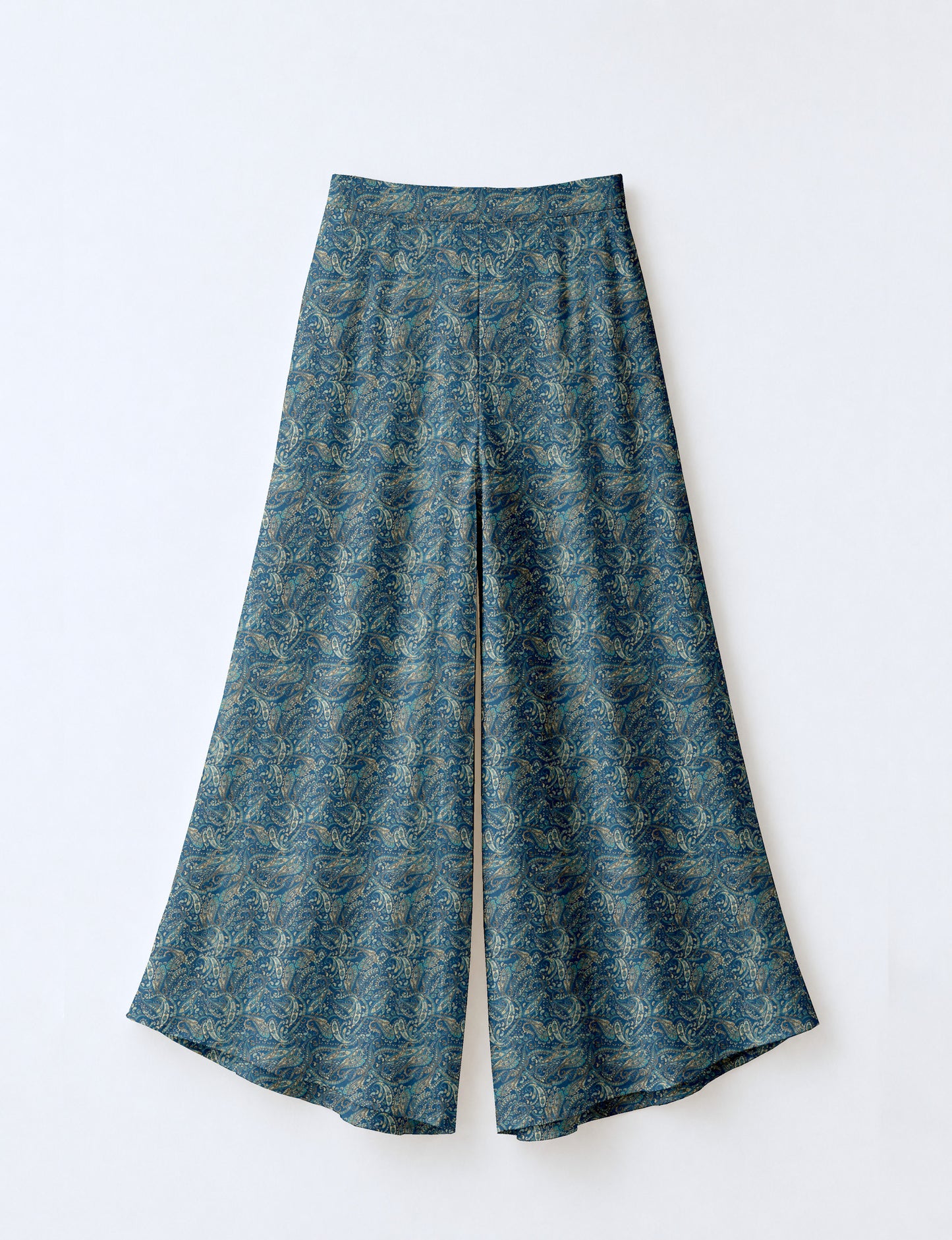 Wide Leg Palazzo Trousers - Blue Paisley