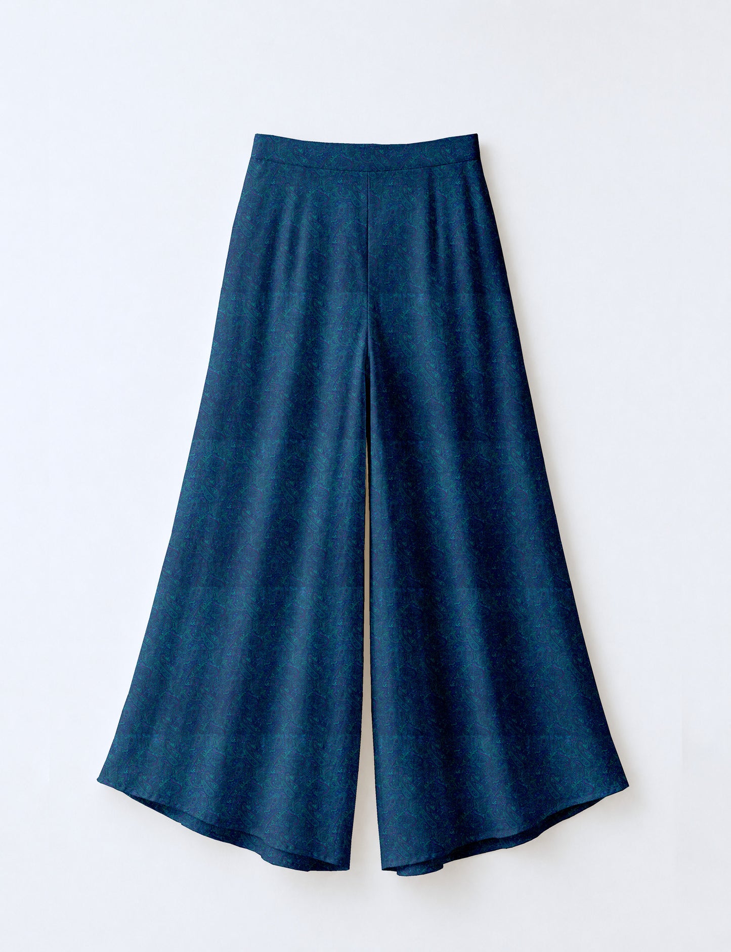 Wide Leg Palazzo Trousers - Blue Paisley
