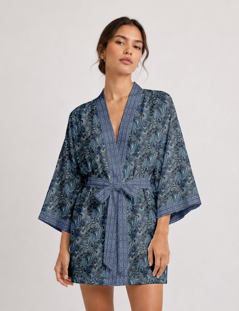 Short kimono robe -  Paisley