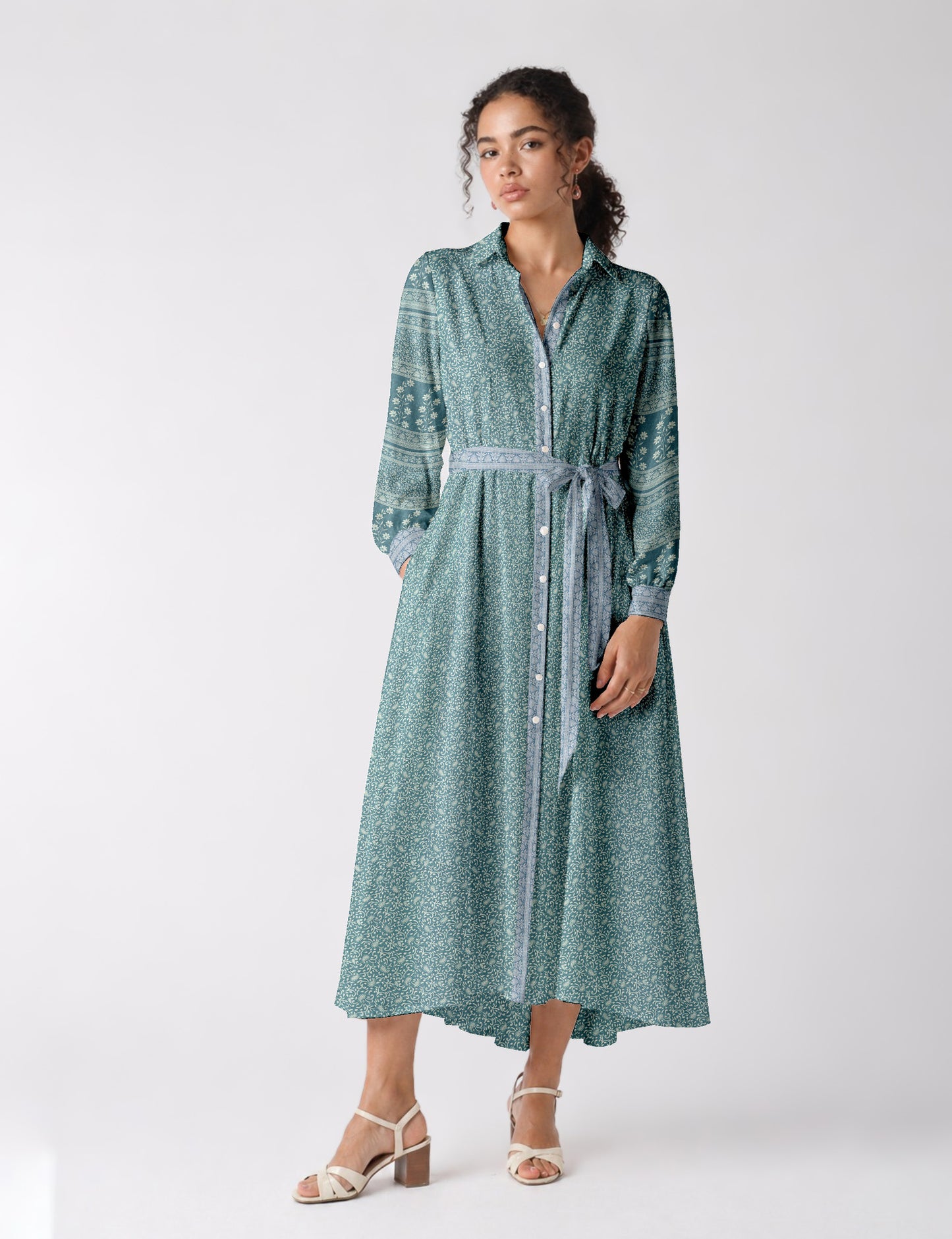 Long shirt dress - Blue Paisley
