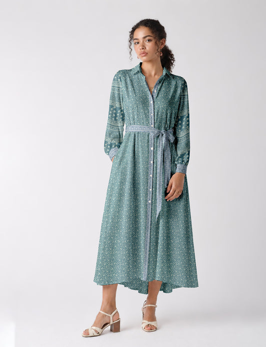 Long shirt dress - Blue Paisley