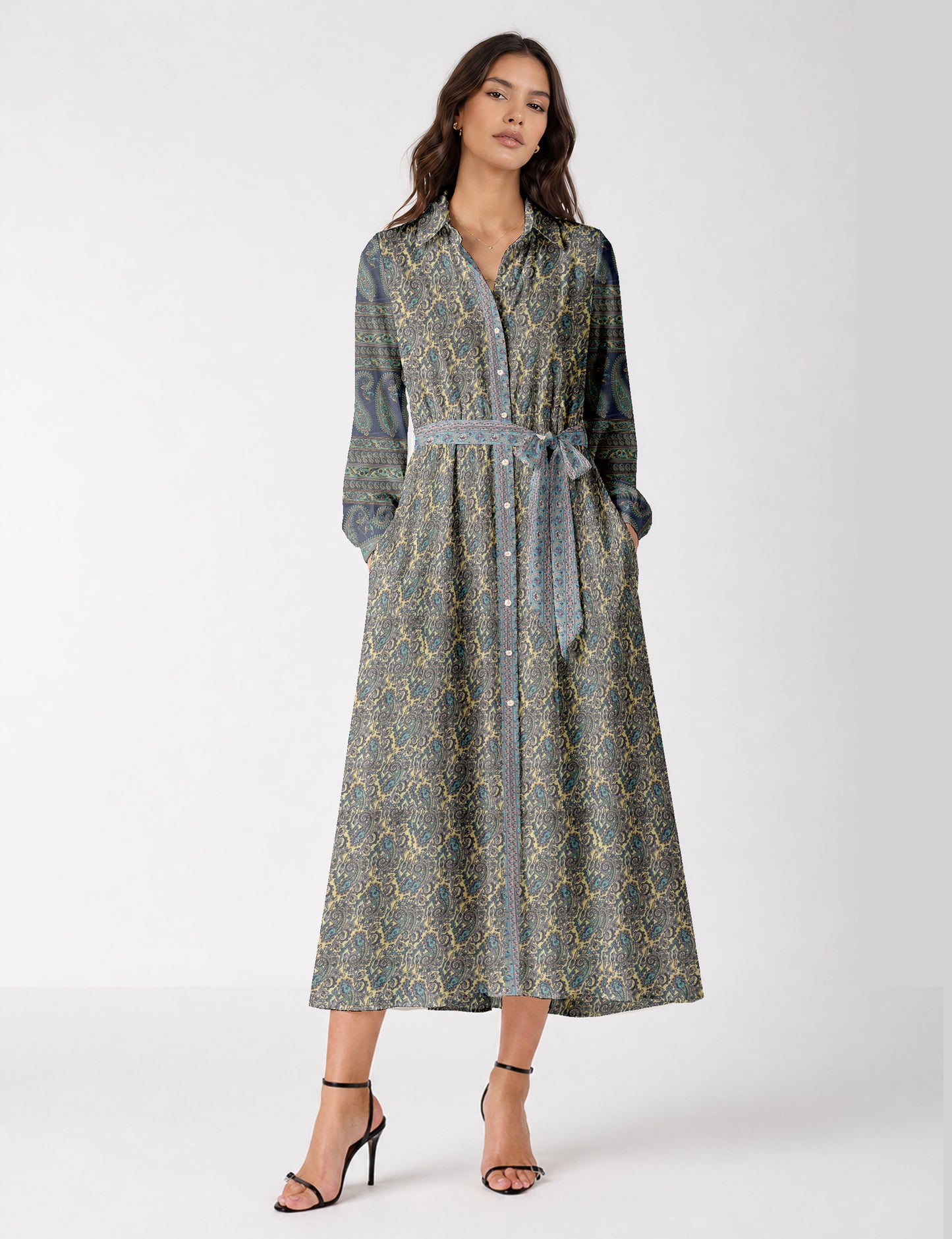Long shirt dress - Blue Paisley