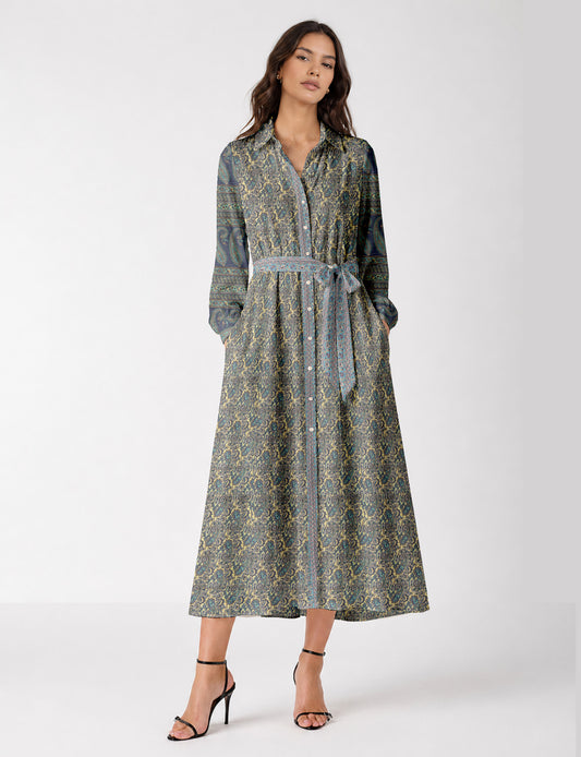 Long shirt dress - Blue Paisley