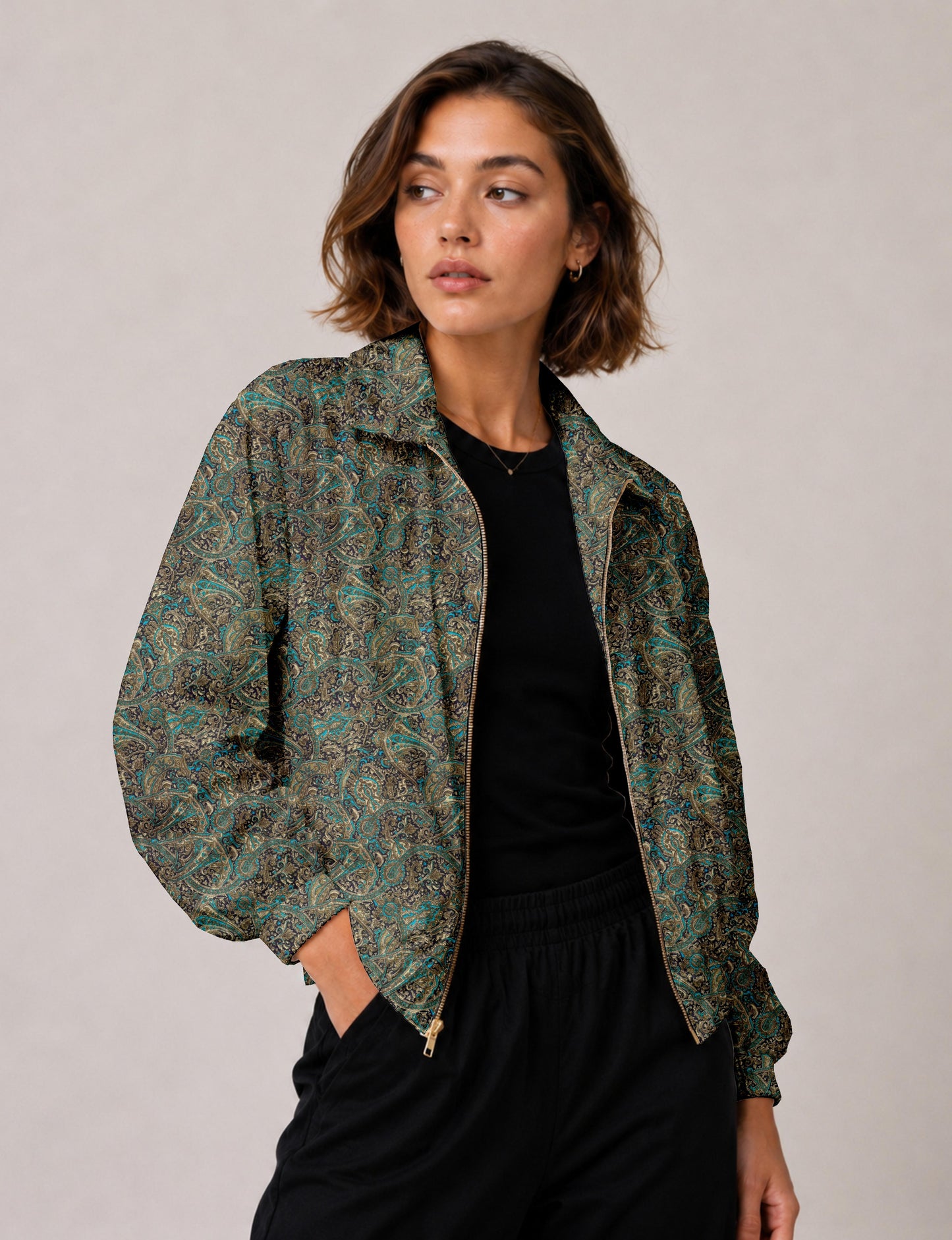 Bomber Jacket - Blue Paisley