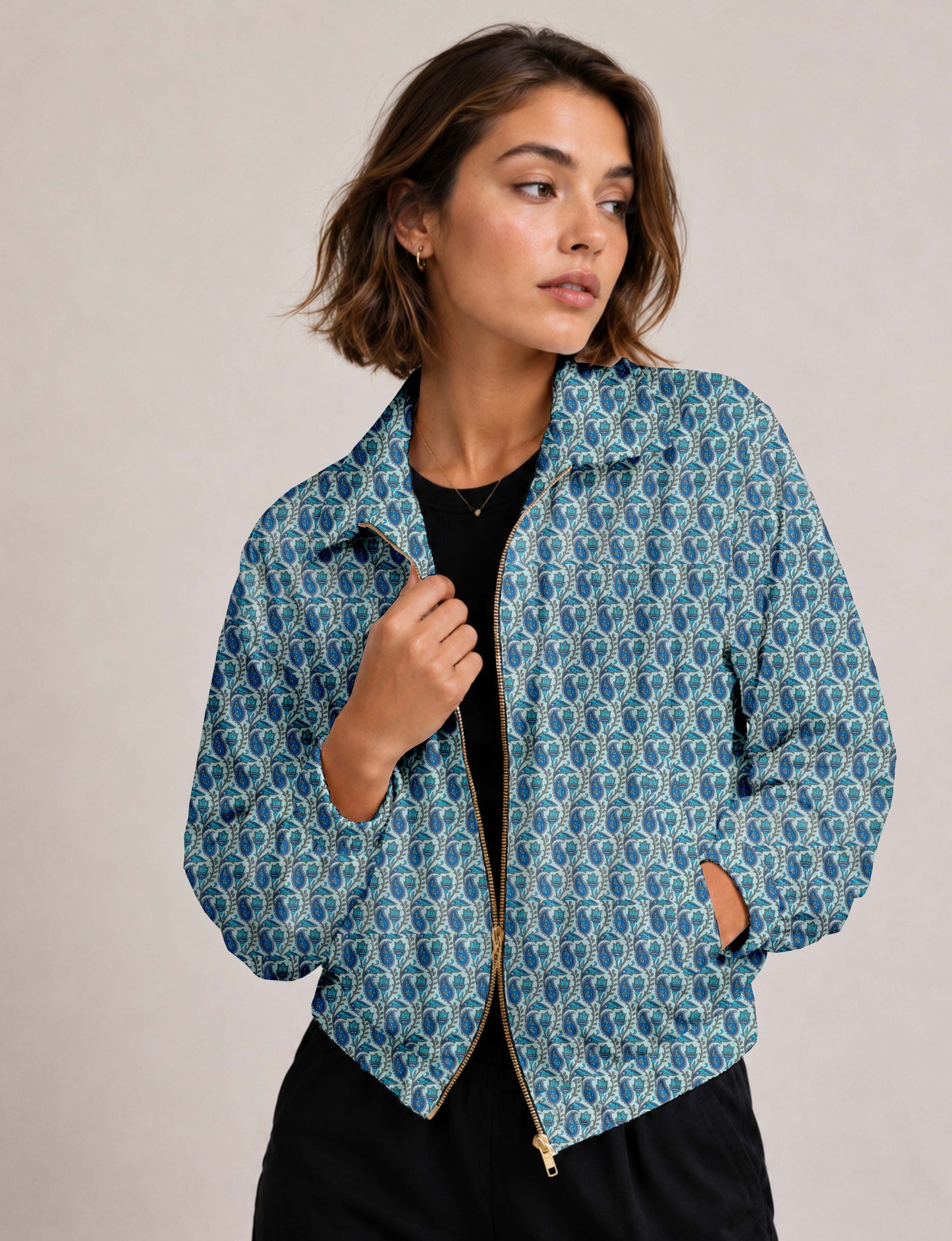 Bomber Jacket - Blue Paisley