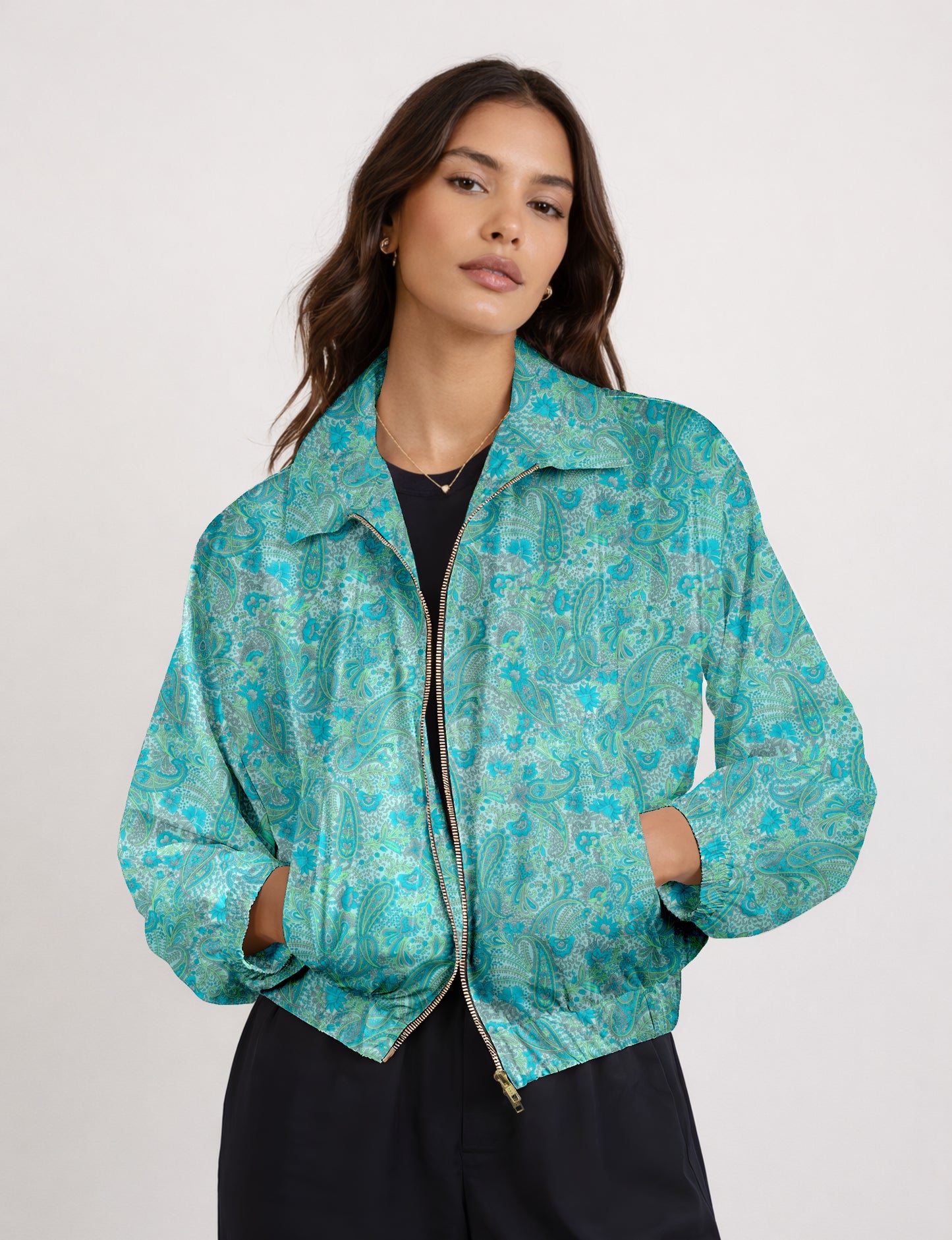 Bomber Jacket - Blue Paisley