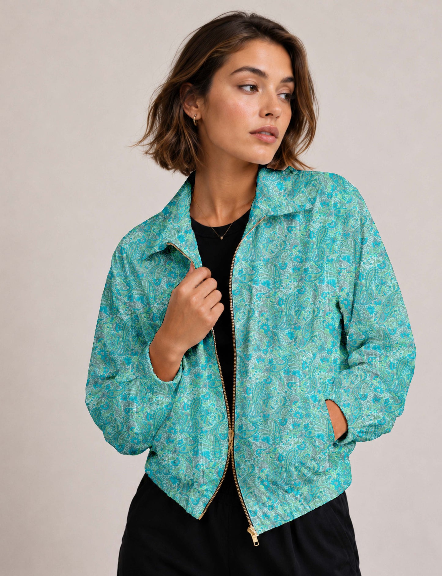 Bomber Jacket - Blue Paisley