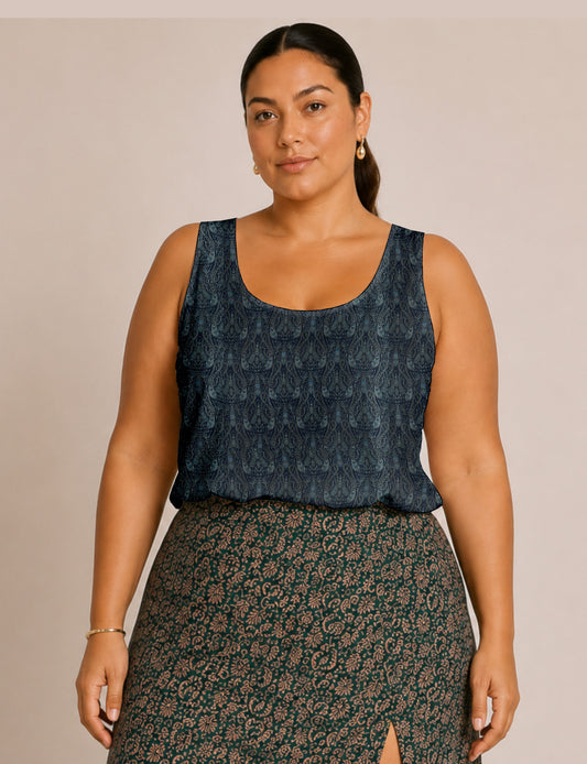 Sleeveless blouse - Blue Paisley