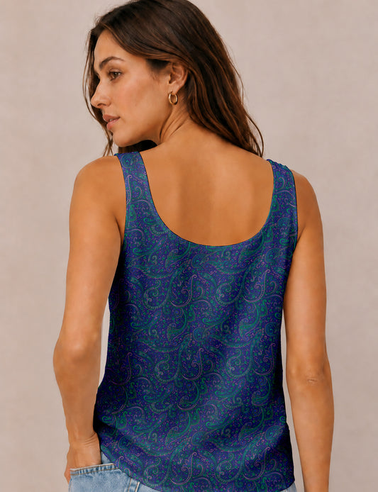 Sleeveless blouse - Blue Paisley