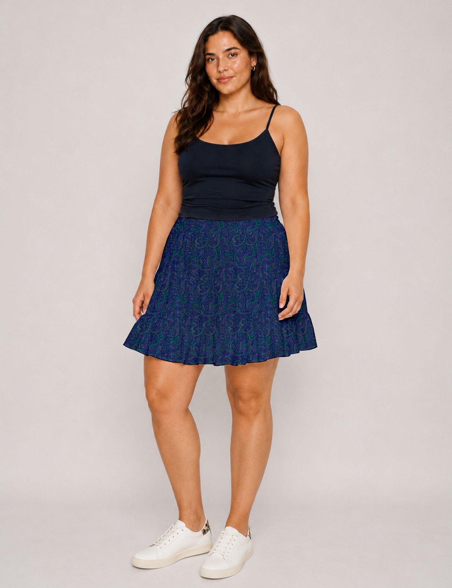 Short tiered skirt - Blue Paisley