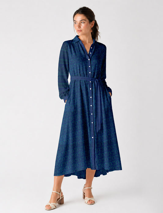 Long shirt dress - Blue Paisley