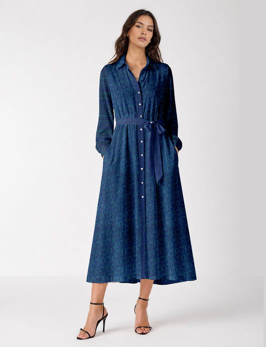 Long shirt dress - Blue Paisley