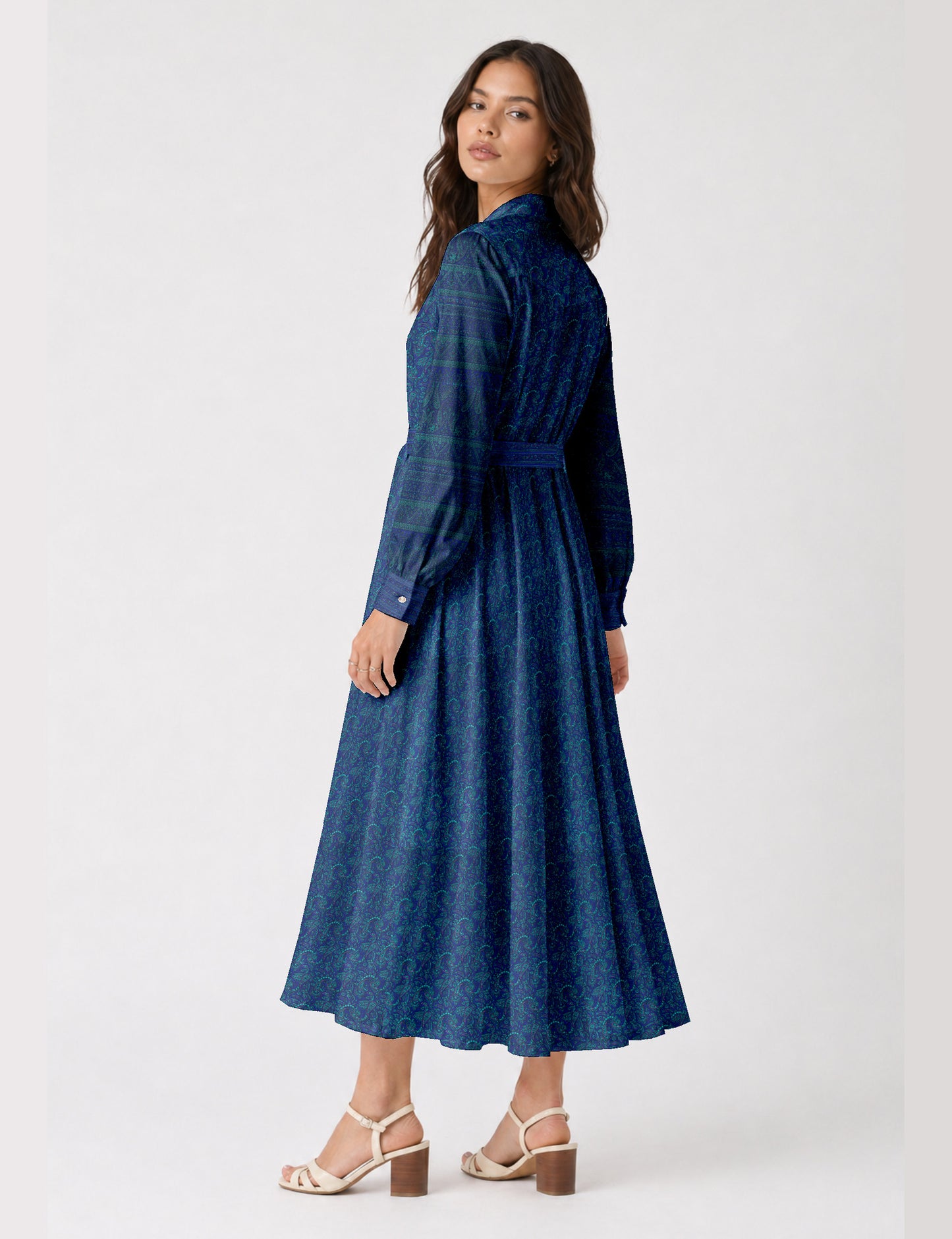 Long shirt dress - Blue Paisley