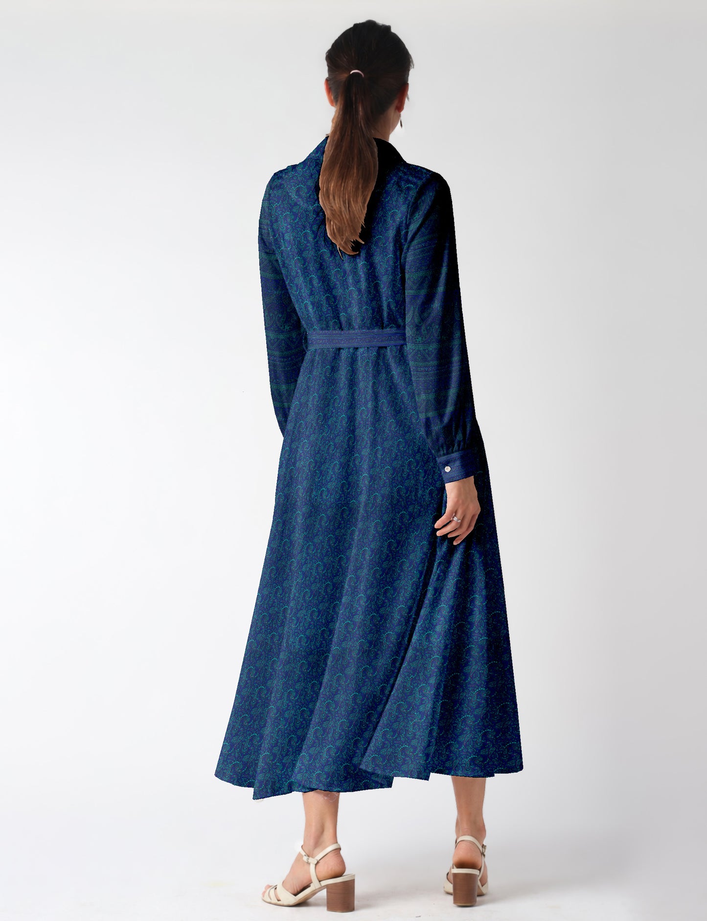 Long shirt dress - Blue Paisley
