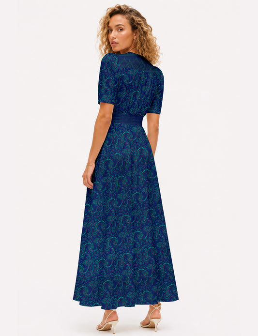 Maxi romantic dress - Blue Paisley
