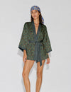 Short kimono robe - Blue Paisley