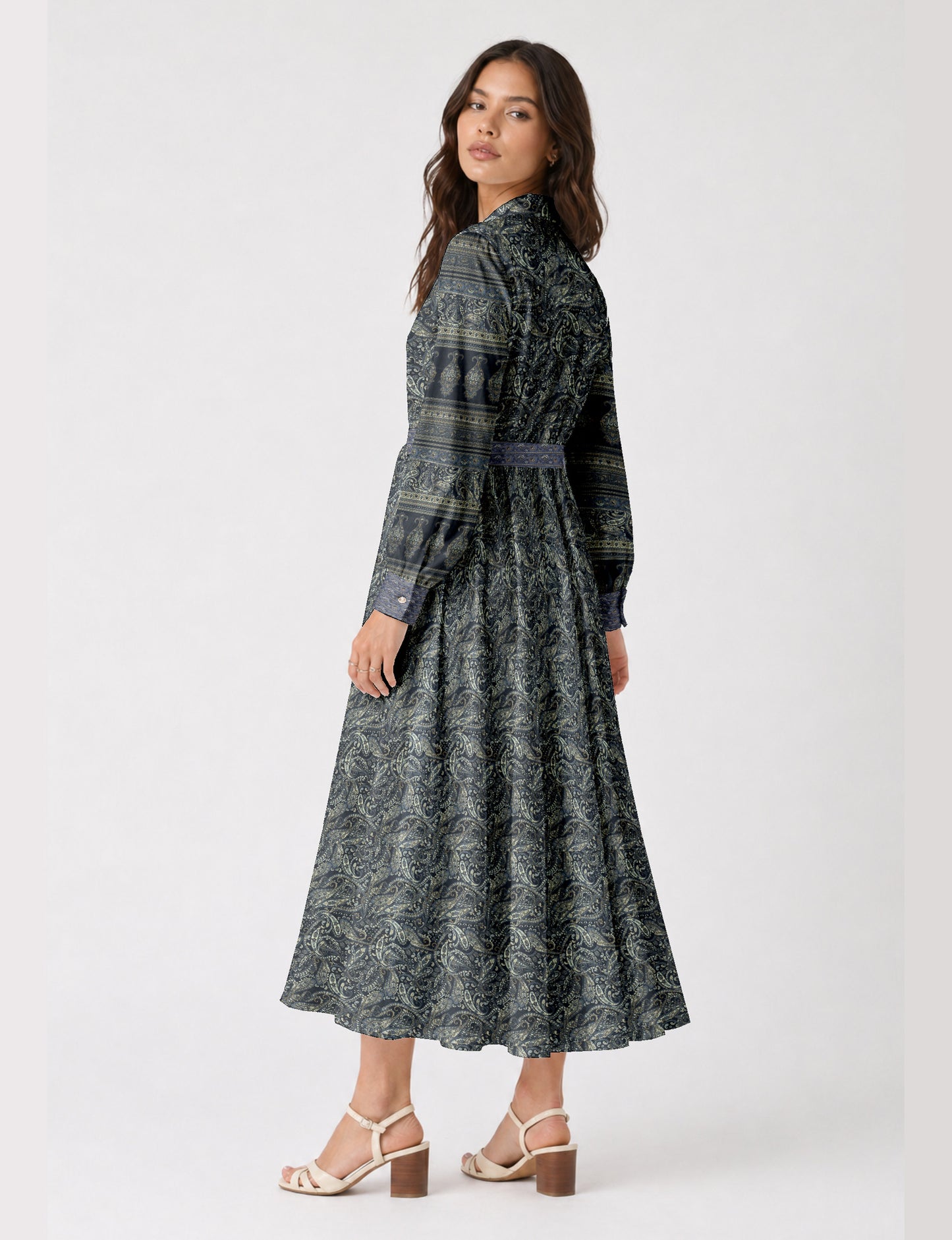 Long shirt dress - Blue Paisley