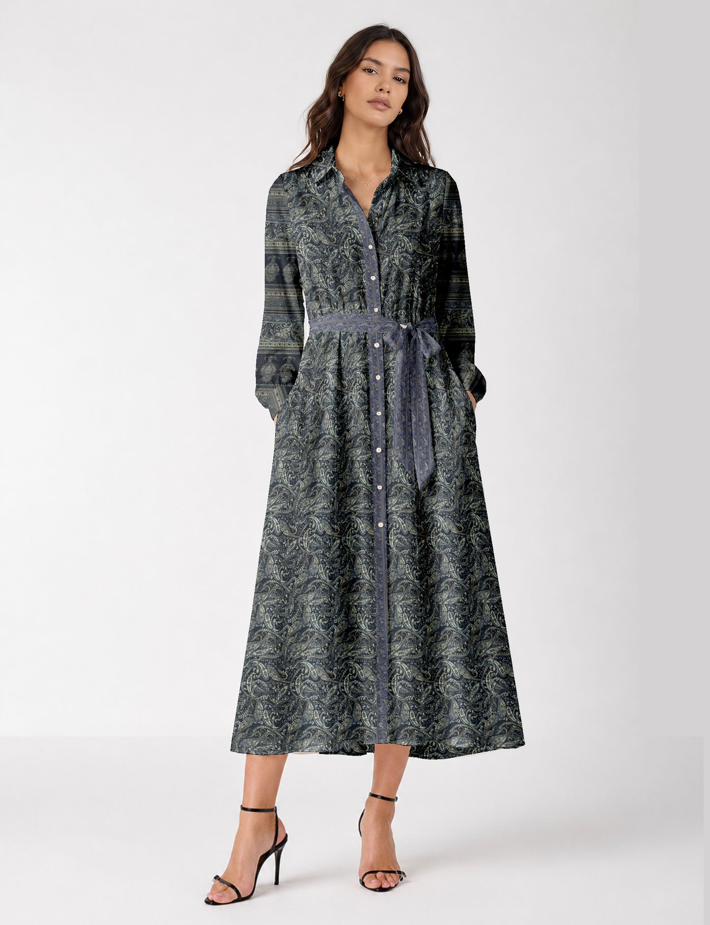 Long shirt dress - Blue Paisley