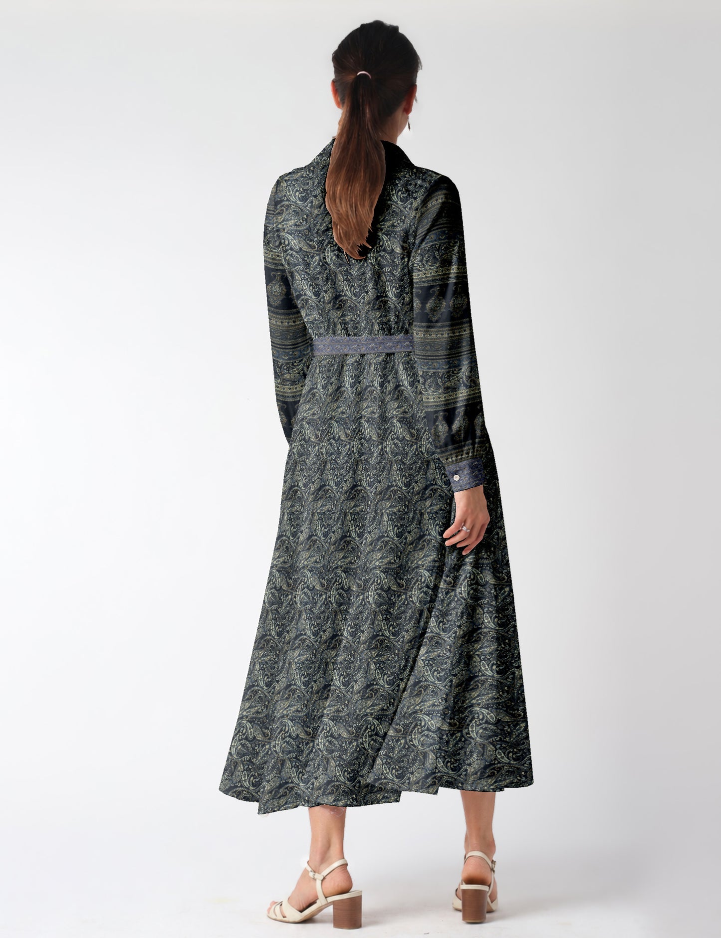 Long shirt dress - Blue Paisley