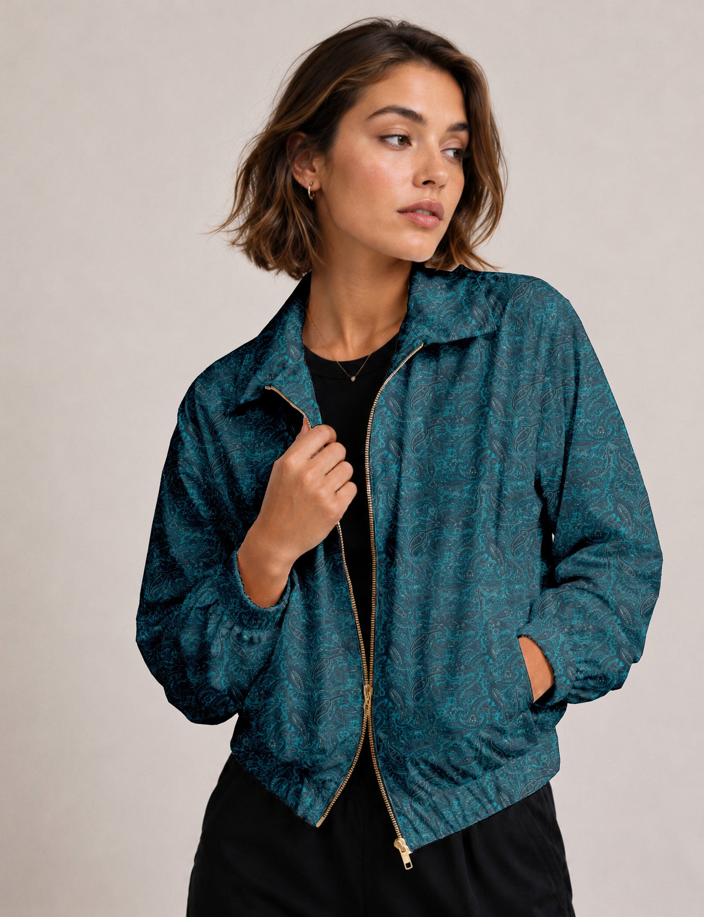 Bomber Jacket - Blue Paisley