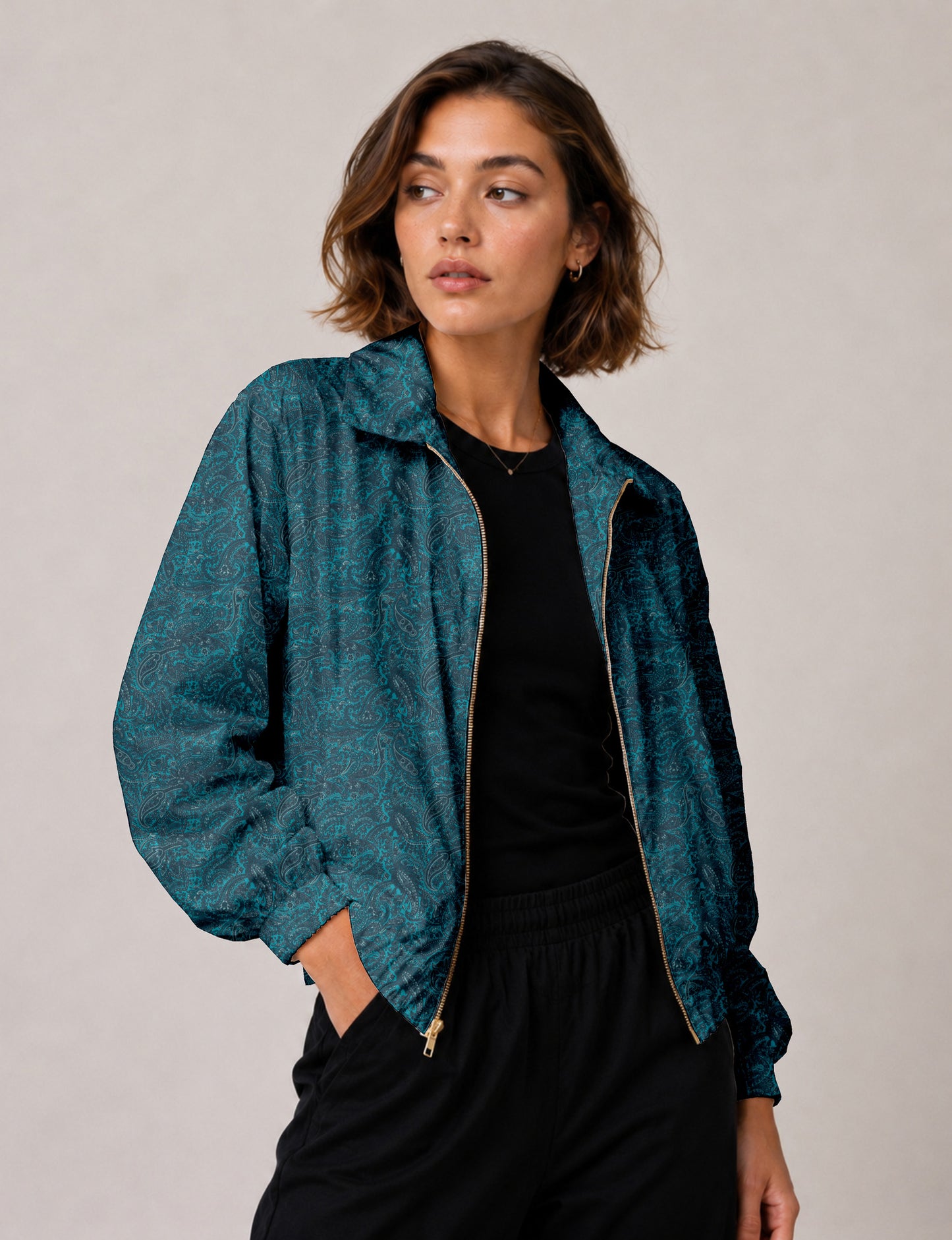 Bomber Jacket - Blue Paisley