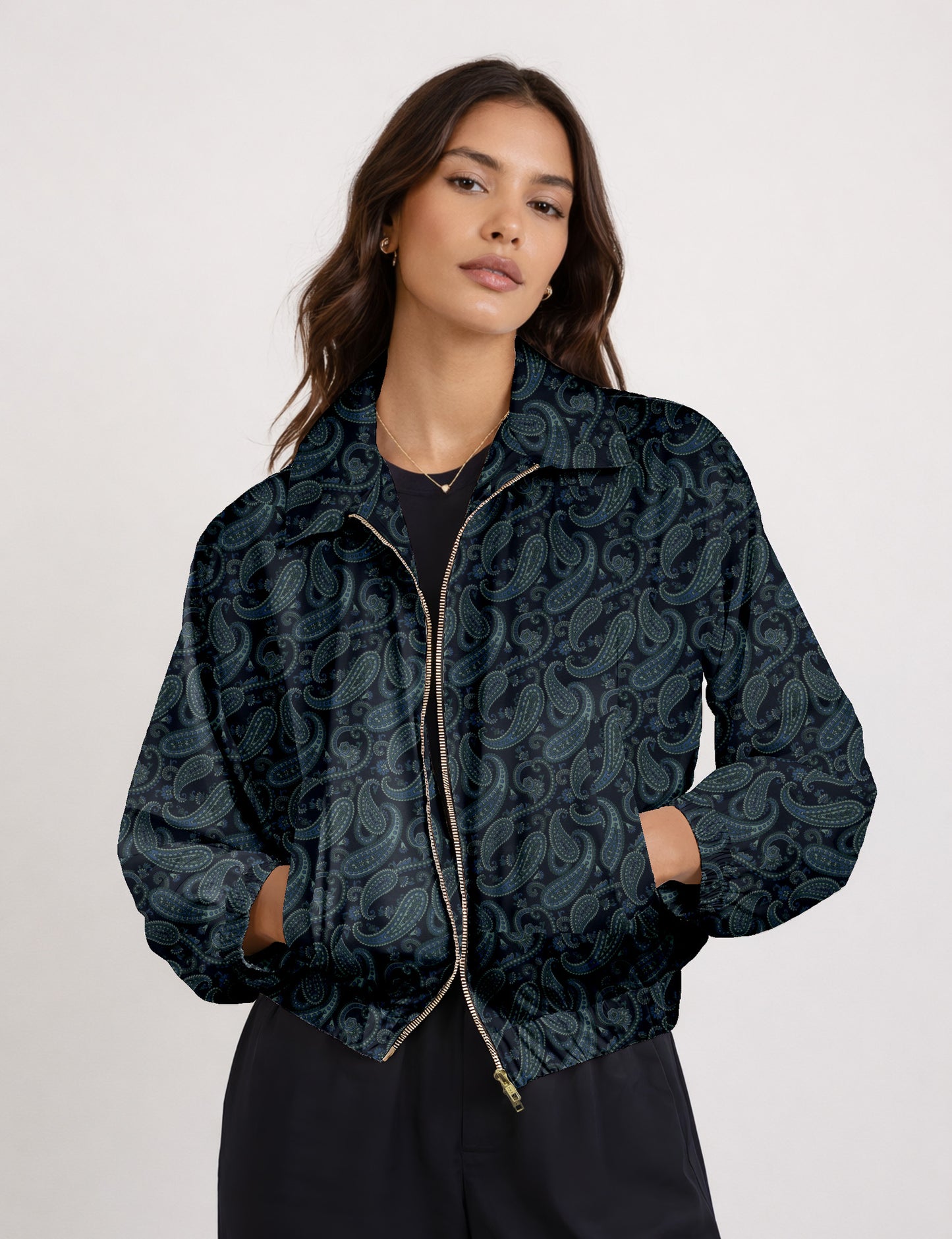 Bomber Jacket - Blue Paisley