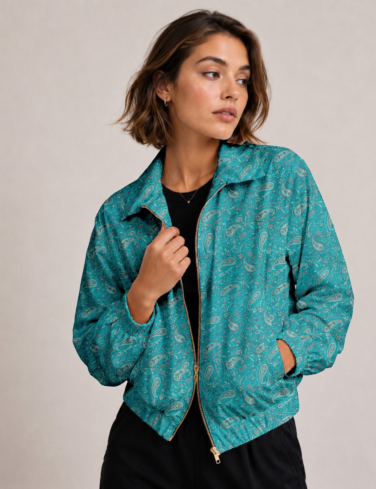 Bomber Jacket - Blue Paisley