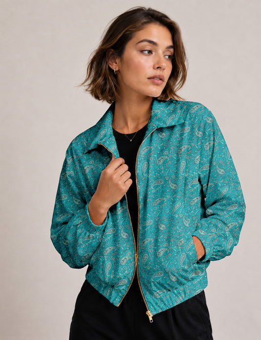 Bomber Jacket - Blue Paisley