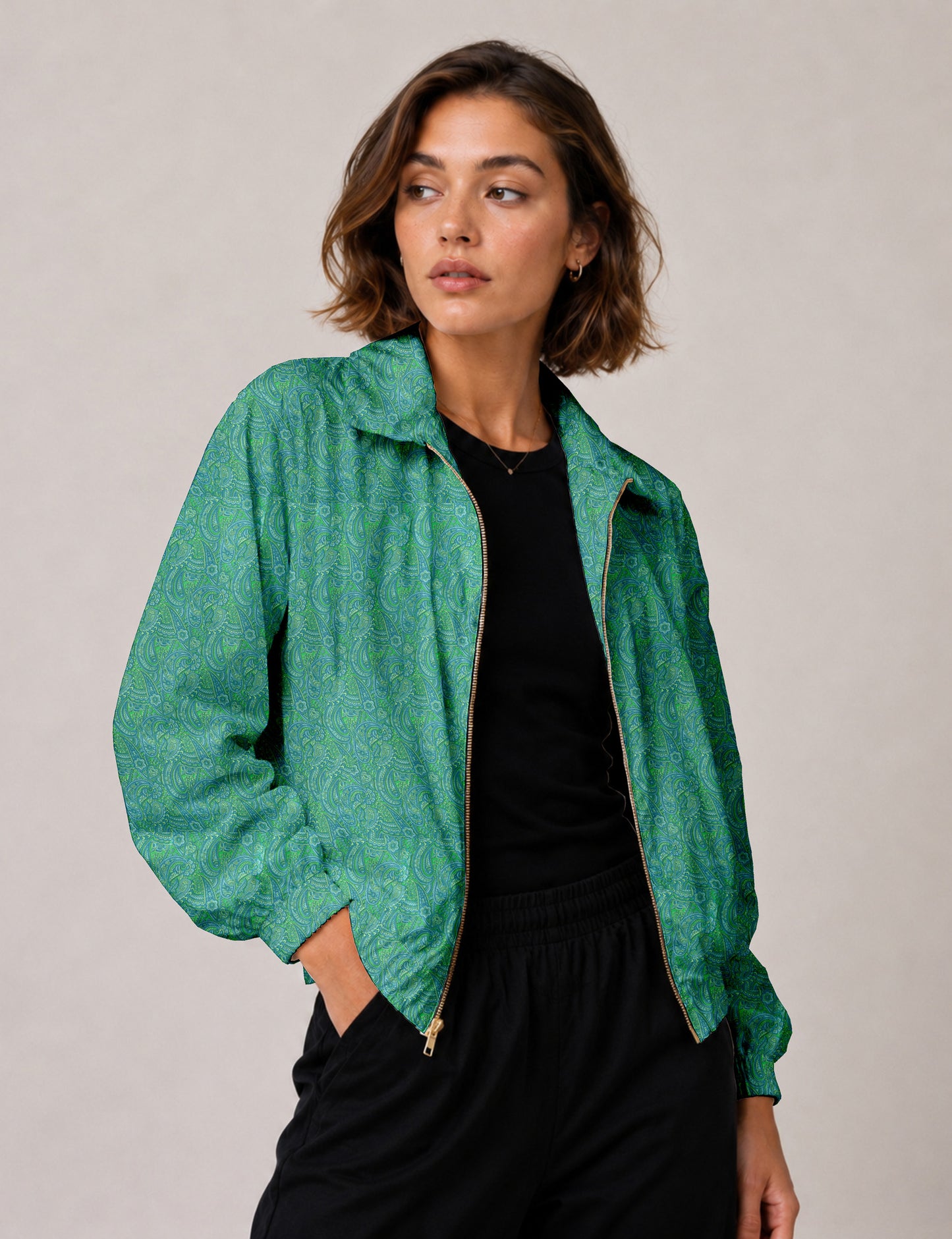 Bomber Jacket - Blue Paisley