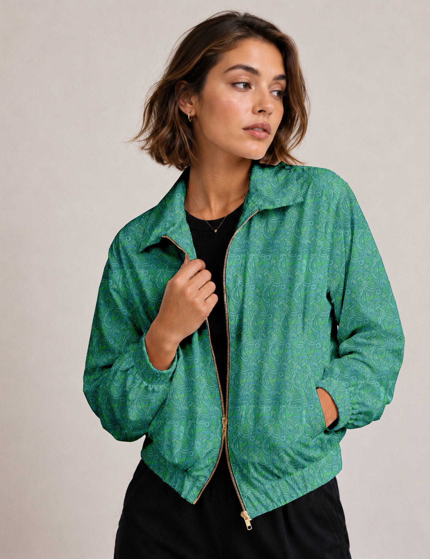 Bomber Jacket - Blue Paisley