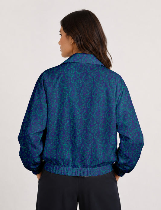 Bomber Jacket - Blue Paisley