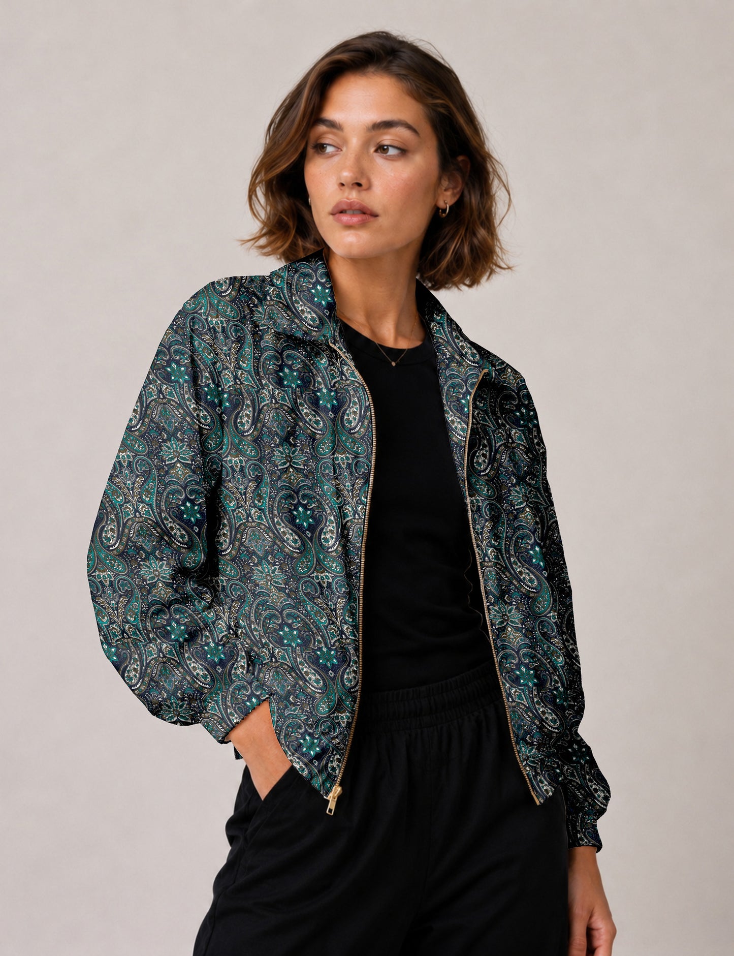 Bomber Jacket - Blue Paisley