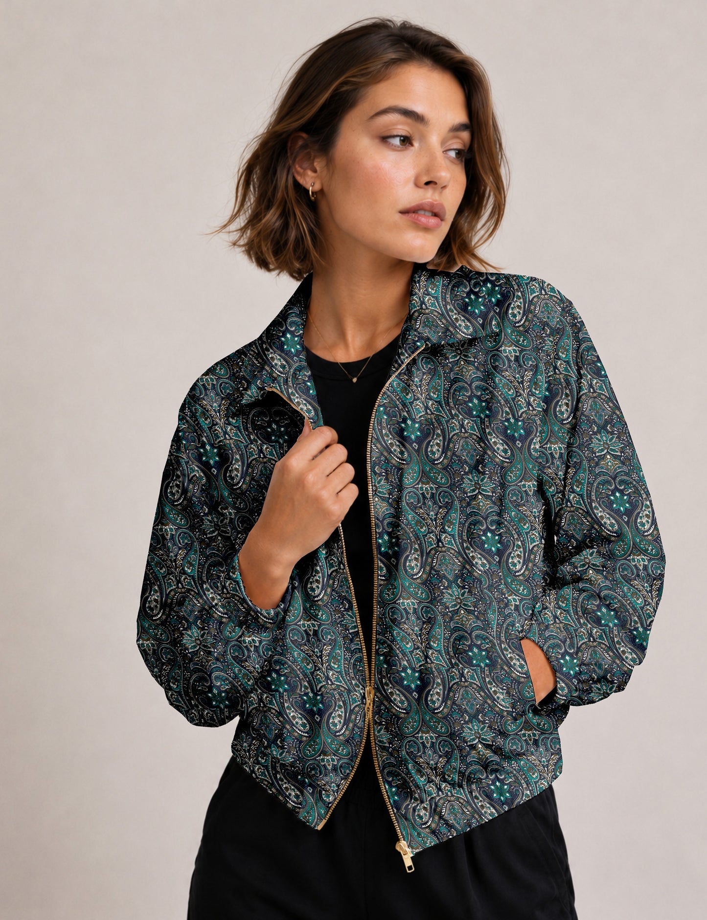 Bomber Jacket - Blue Paisley
