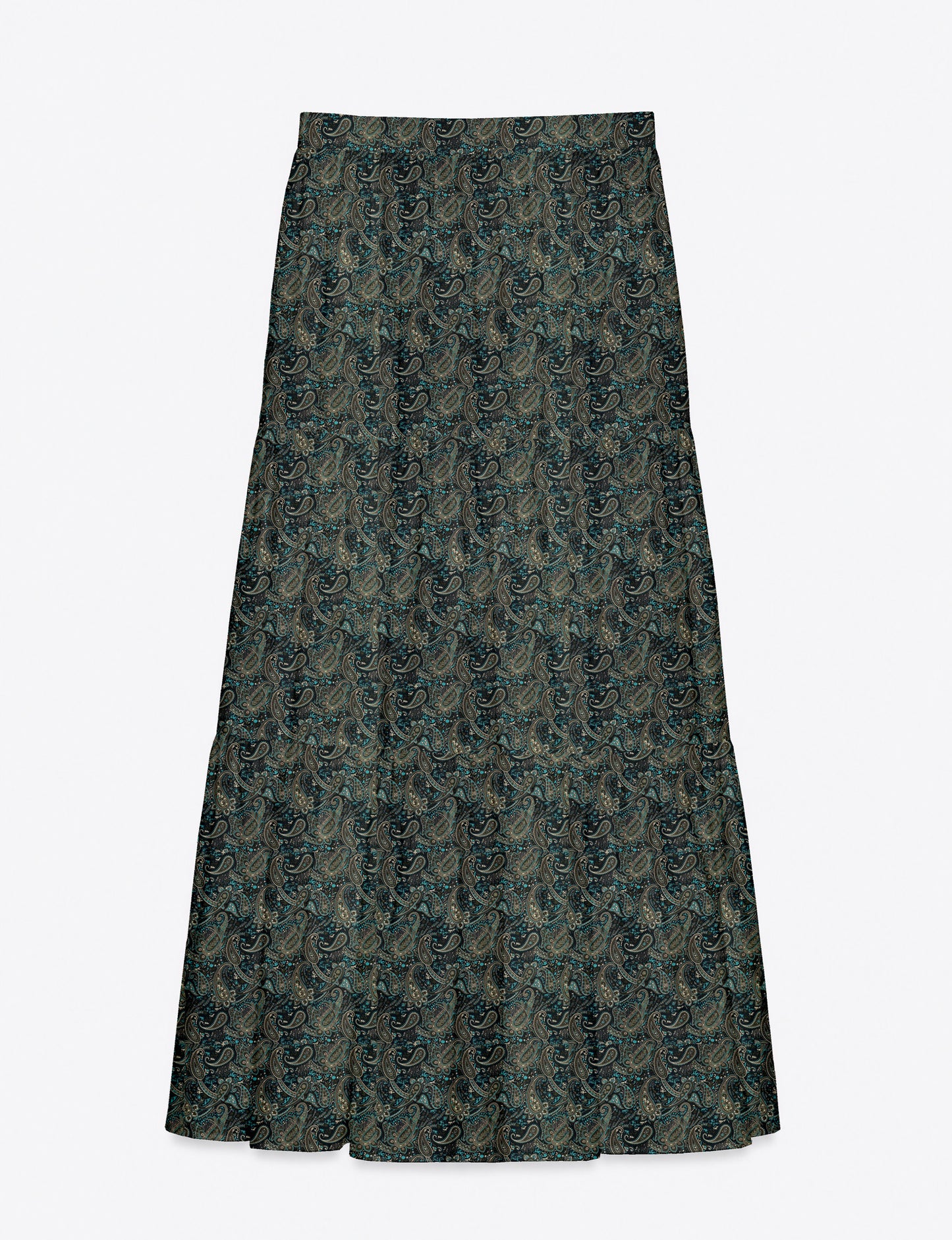 Midi Tiered Skirt - Blue Paisley