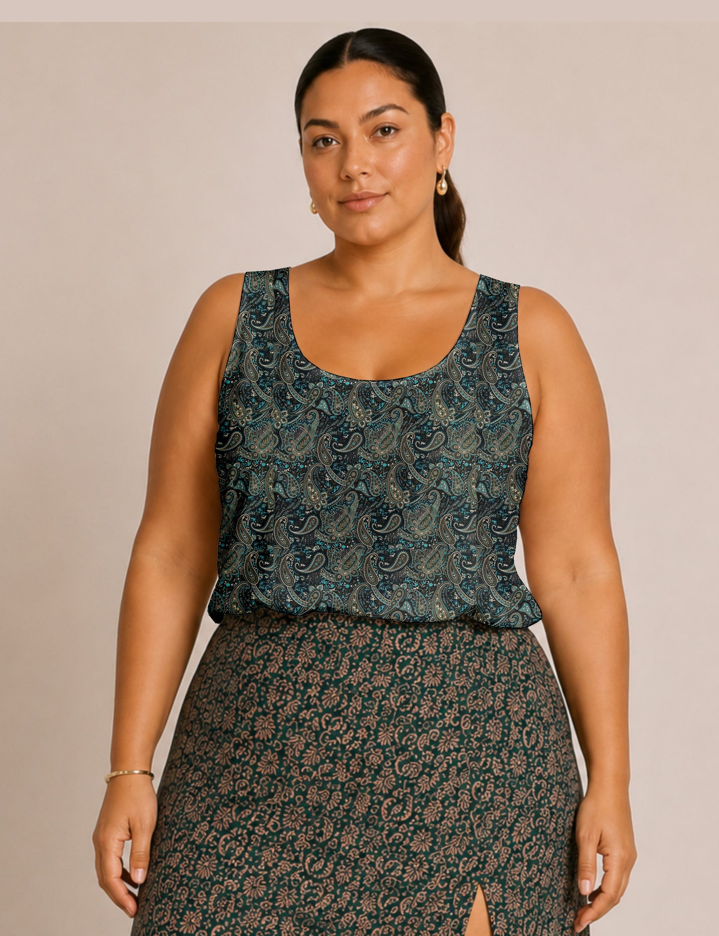 Sleeveless blouse - Blue Paisley
