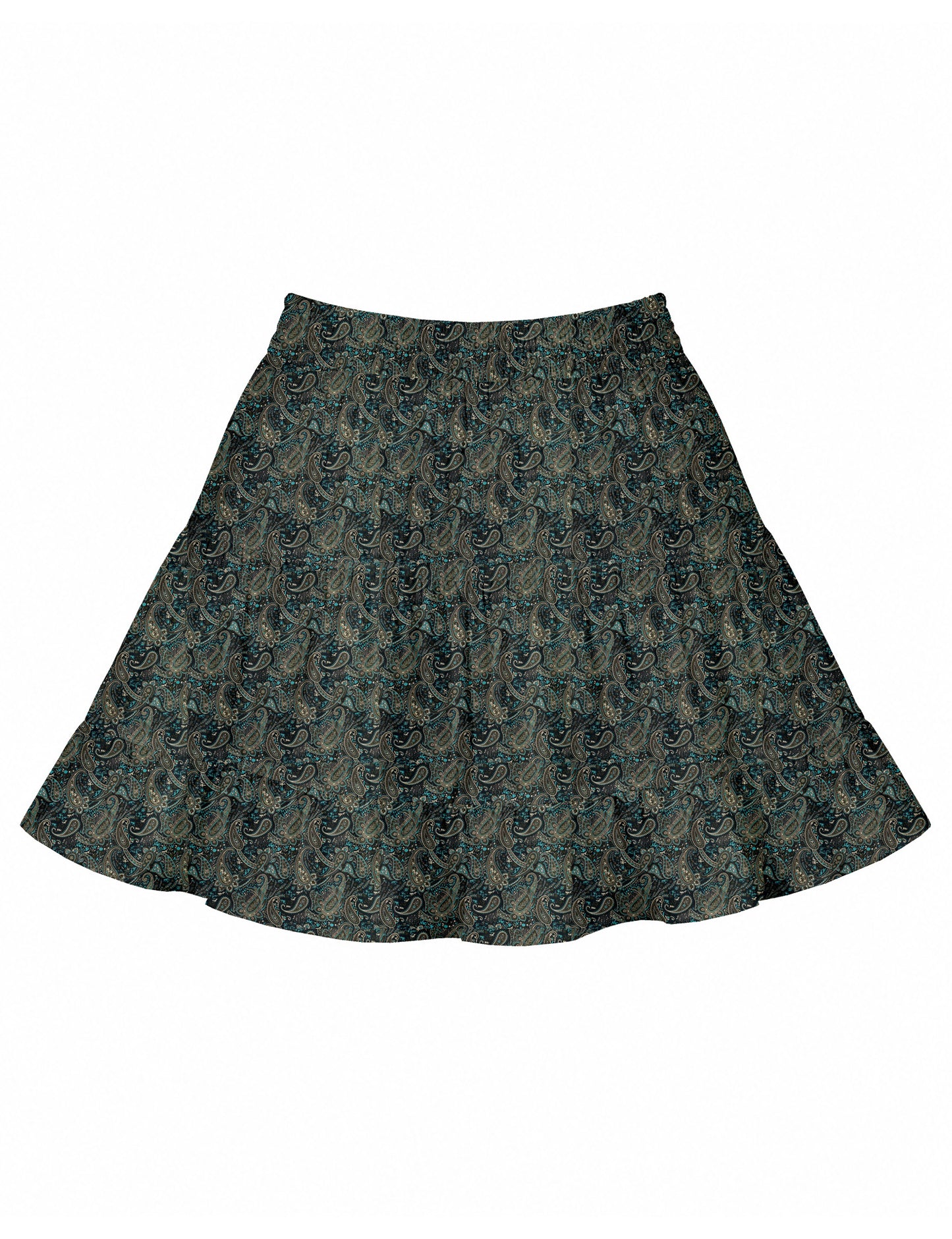 Short tiered skirt - Blue Paisley