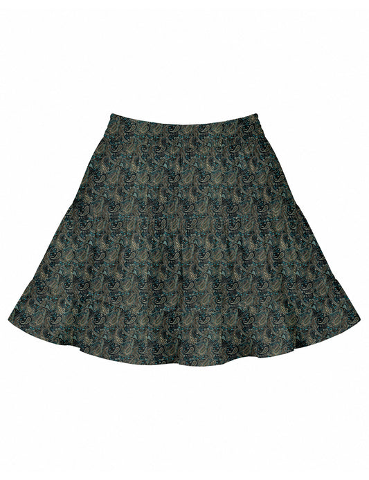 Short tiered skirt - Blue Paisley