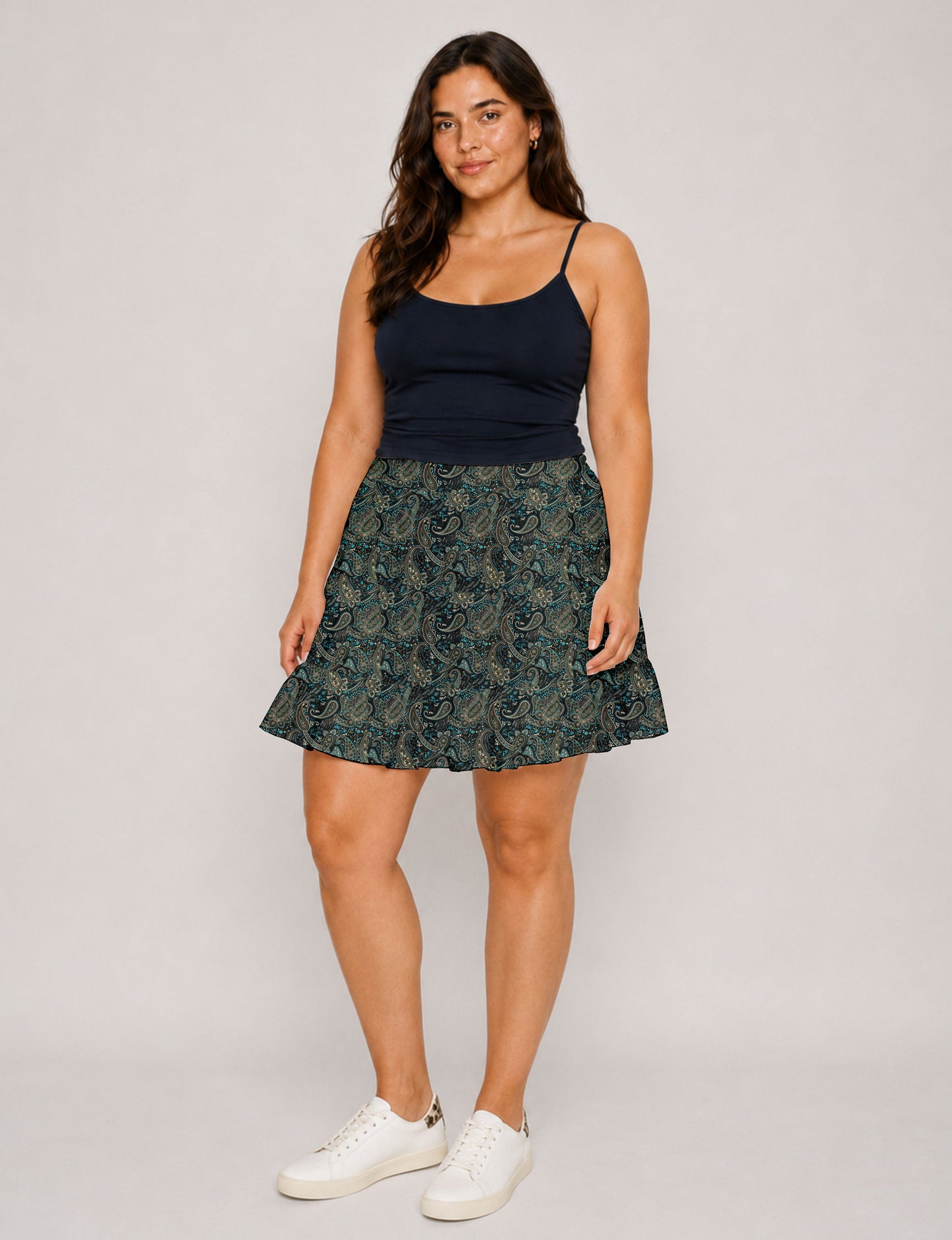 Short tiered skirt - Blue Paisley